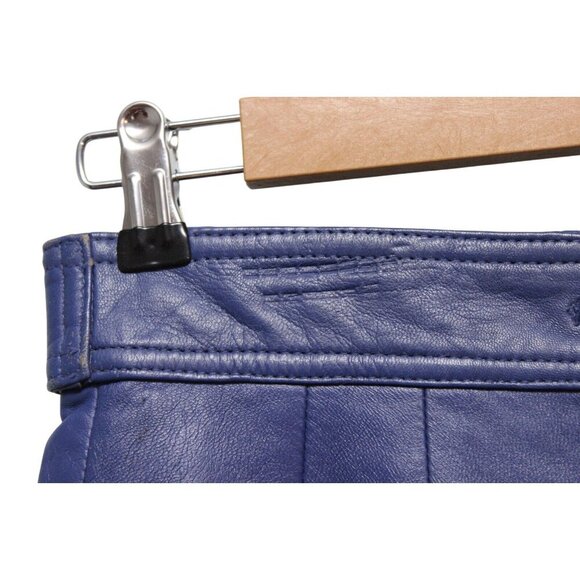 Vintage 80s 90s Genuine Leather Skirt Size 8 Blue Purple Glam Rock Retro Punk - Picture 11 of 13